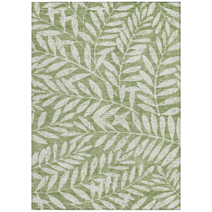 Tabselect Home Line 5' X 8' Green And Ivory Floral Washable Indoor Outdoor Area Rug