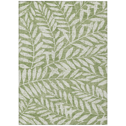 Tabselect Home Line 5' X 8' Green And Ivory Floral Washable Indoor Outdoor Area Rug