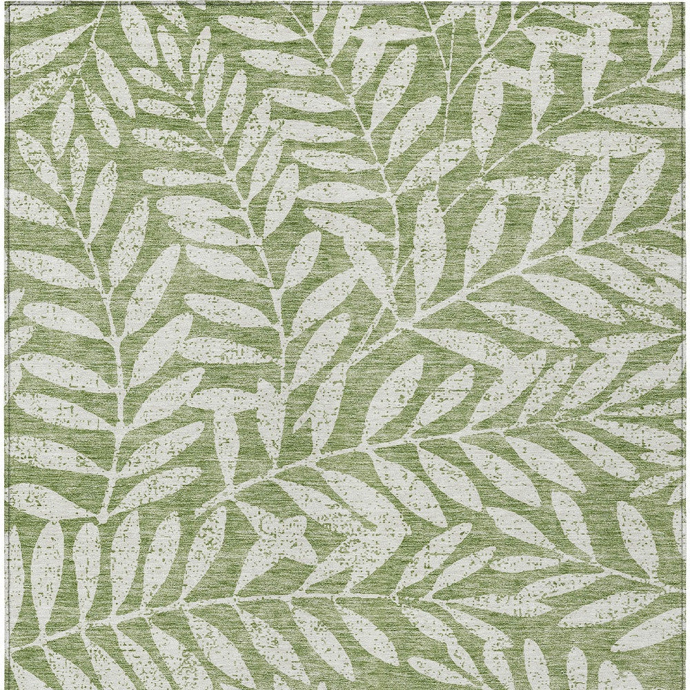 Tabselect Home Line 5' X 8' Green And Ivory Floral Washable Indoor Outdoor Area Rug