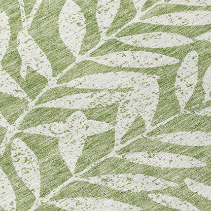 Tabselect Home Line 8' Green And Ivory Round Floral Washable Indoor Outdoor Area Rug