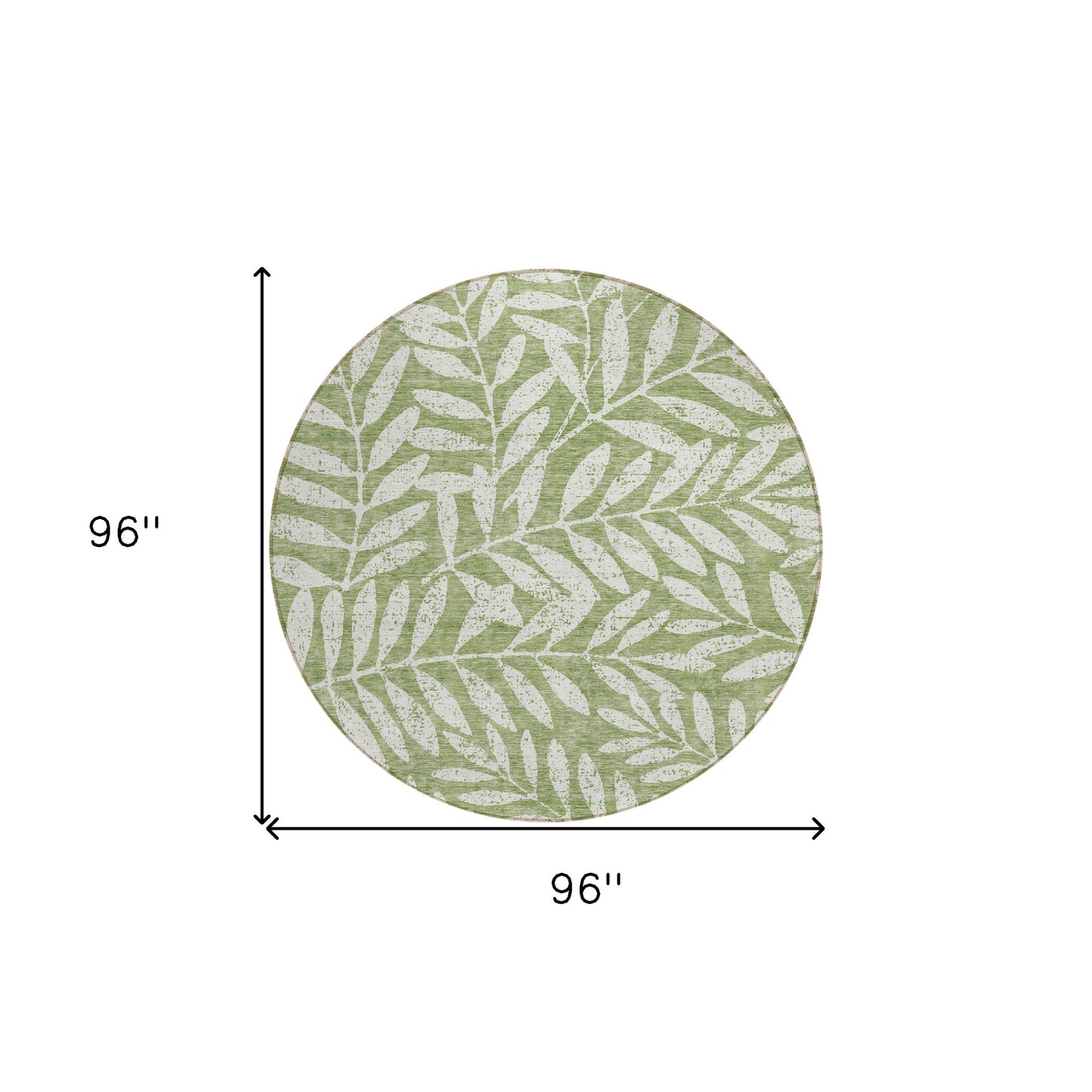Tabselect Home Line 8' Green And Ivory Round Floral Washable Indoor Outdoor Area Rug