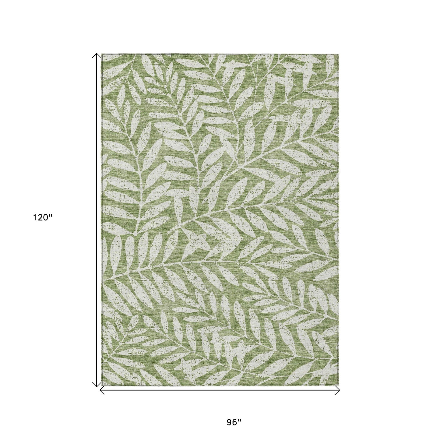 Tabselect Home Line 8' X 10' Green And Ivory Floral Washable Indoor Outdoor Area Rug