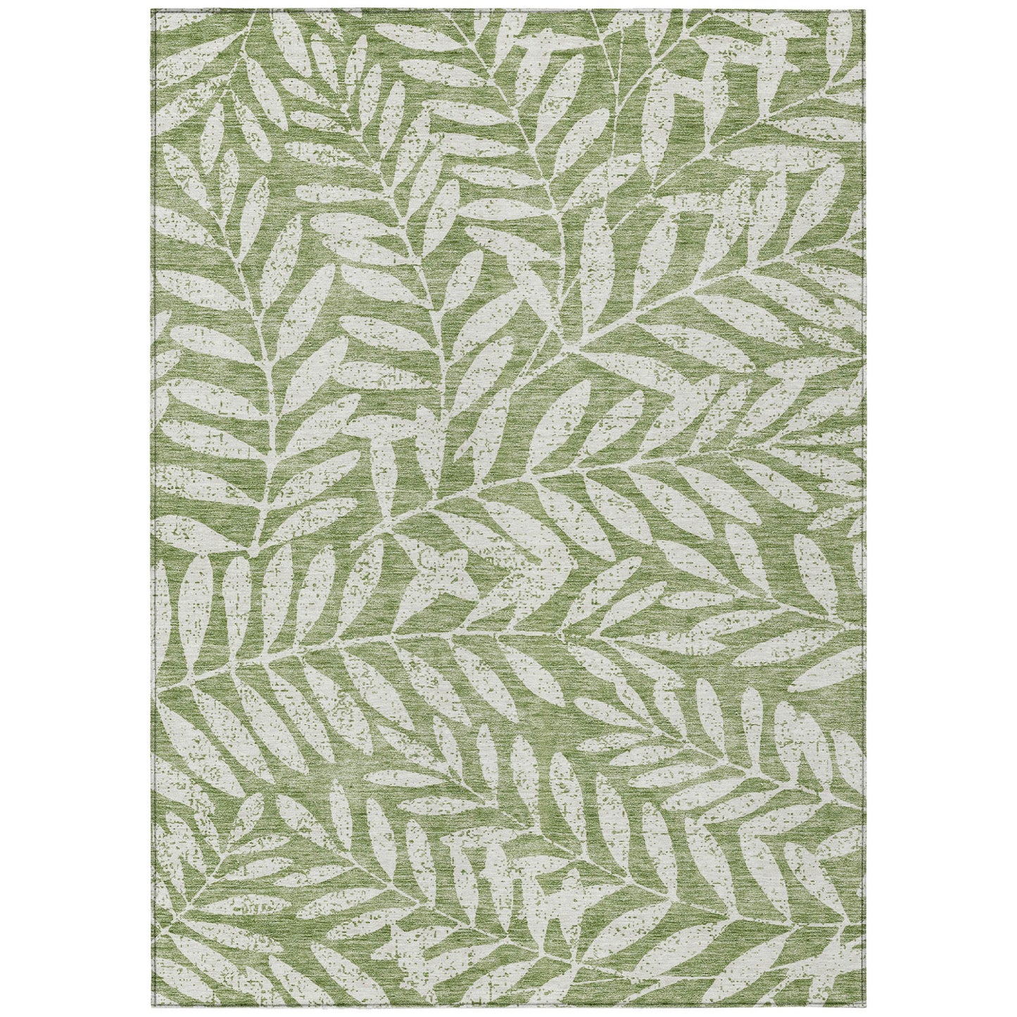 Tabselect Home Line 8' X 10' Green And Ivory Floral Washable Indoor Outdoor Area Rug