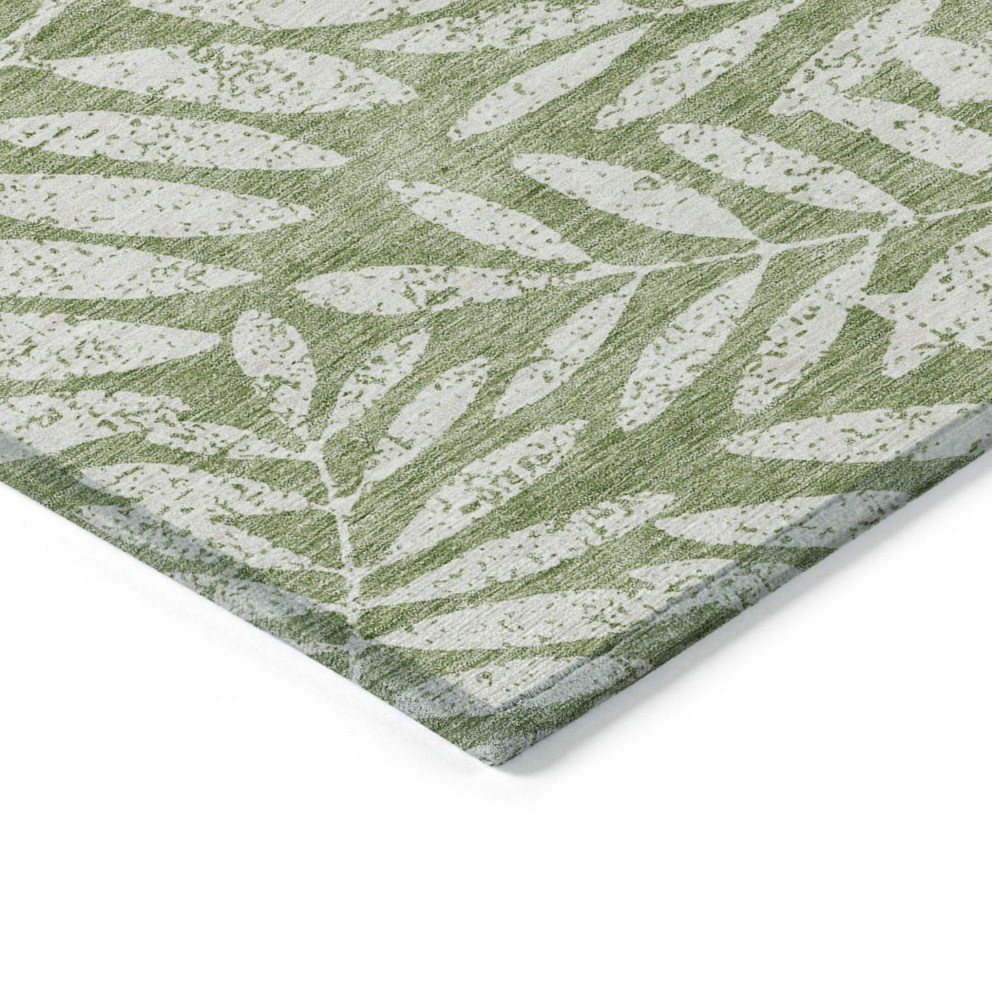 Tabselect Home Line 8' X 10' Green And Ivory Floral Washable Indoor Outdoor Area Rug
