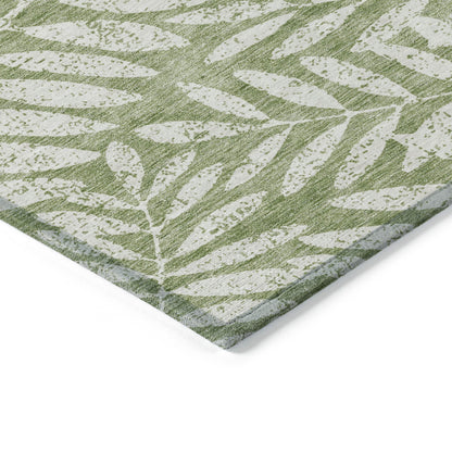 Tabselect Home Line 8' X 10' Green And Ivory Floral Washable Indoor Outdoor Area Rug