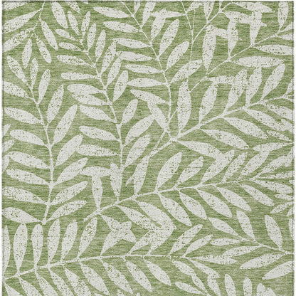 Tabselect Home Line 8' X 10' Green And Ivory Floral Washable Indoor Outdoor Area Rug