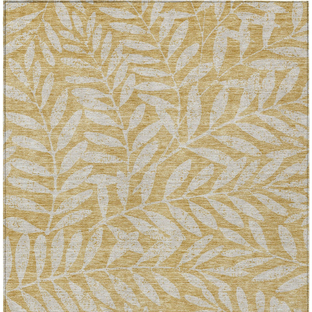 Tabselect Home Line 5' X 8' Gold And Gray Floral Washable Indoor Outdoor Area Rug