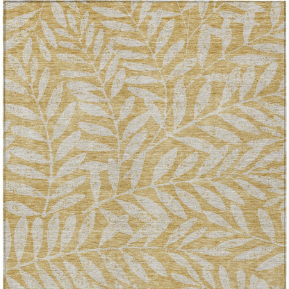 Tabselect Home Line 5' X 8' Gold And Gray Floral Washable Indoor Outdoor Area Rug