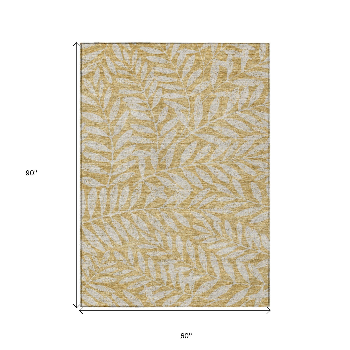 Tabselect Home Line 5' X 8' Gold And Gray Floral Washable Indoor Outdoor Area Rug