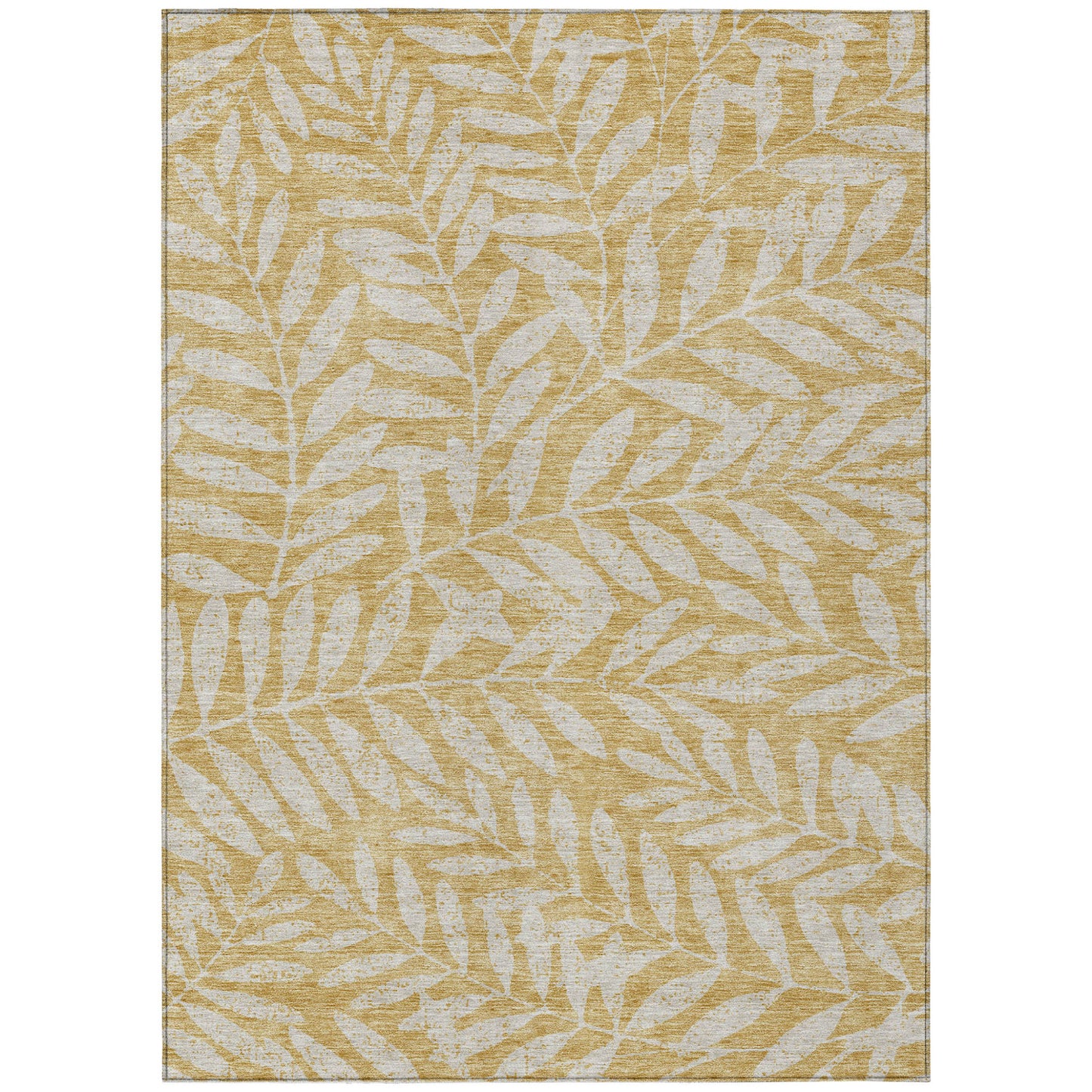 Tabselect Home Line 5' X 8' Gold And Gray Floral Washable Indoor Outdoor Area Rug