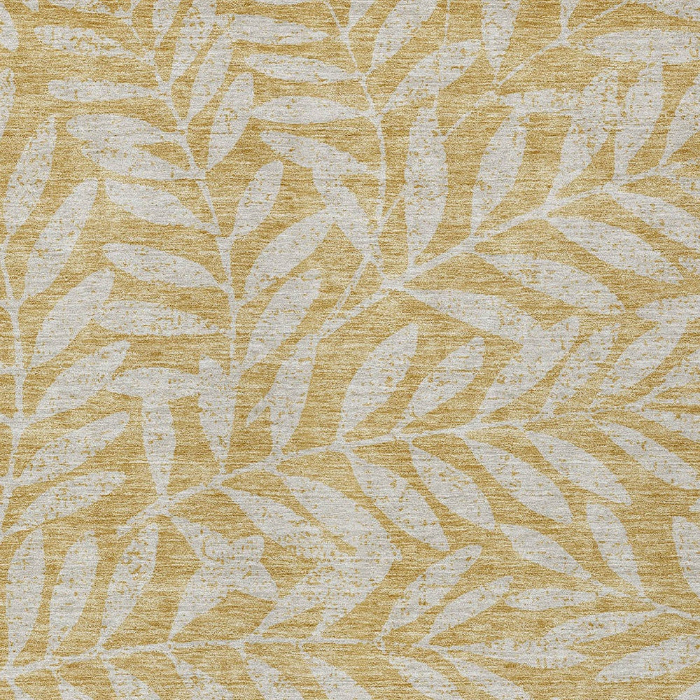 Tabselect Home Line 5' X 8' Gold And Gray Floral Washable Indoor Outdoor Area Rug