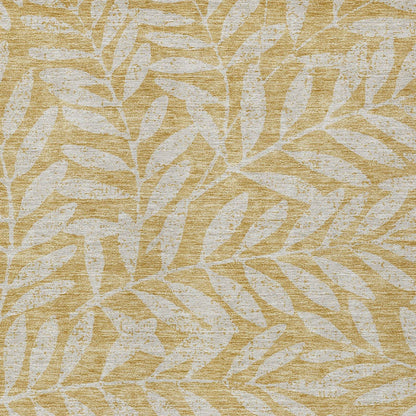 Tabselect Home Line 5' X 8' Gold And Gray Floral Washable Indoor Outdoor Area Rug