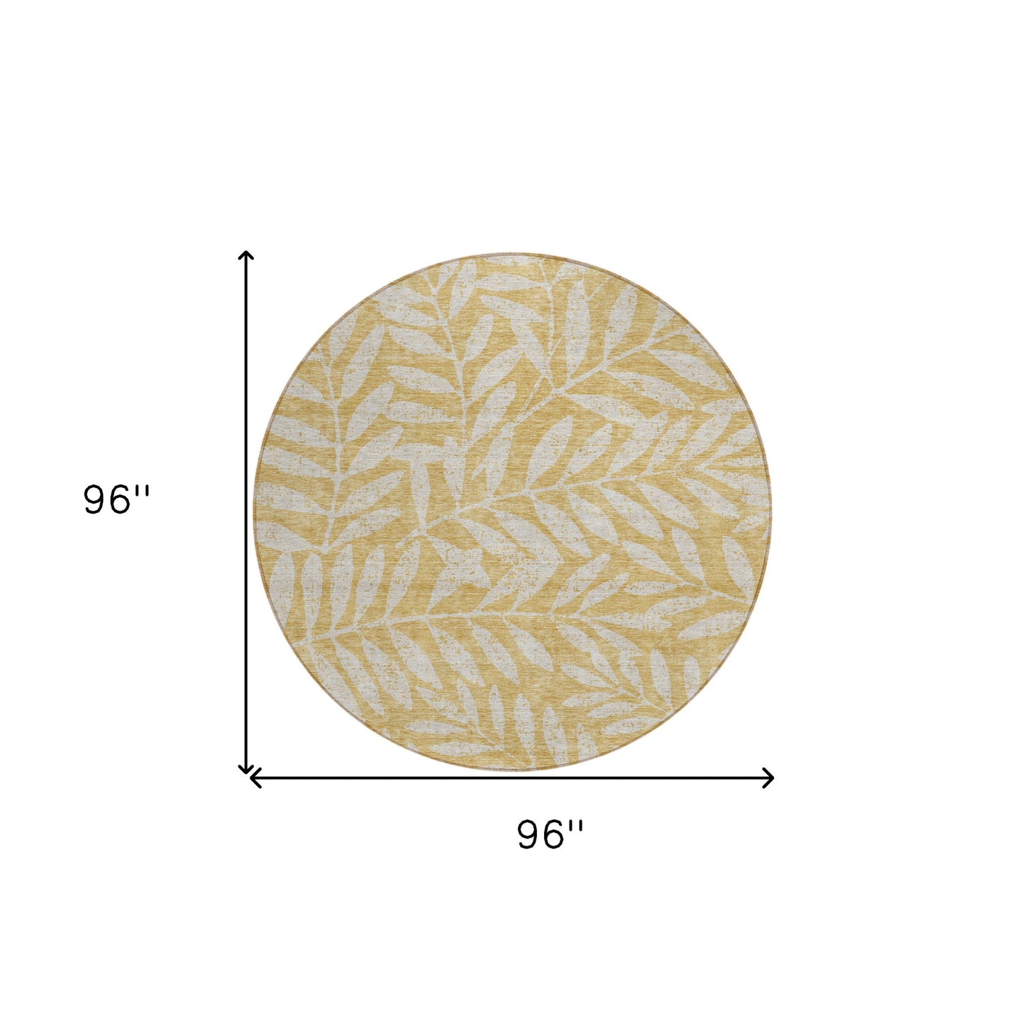 Tabselect Home Line 8' Gold And Gray Round Floral Washable Indoor Outdoor Area Rug