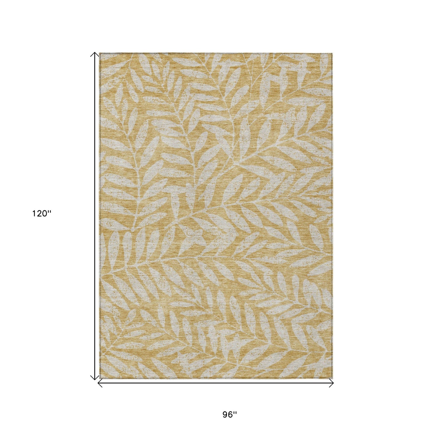 Tabselect Home Line 8' X 10' Gold And Gray Floral Washable Indoor Outdoor Area Rug