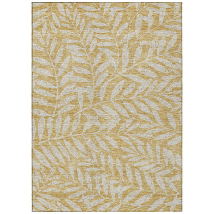 Tabselect Home Line 8' X 10' Gold And Gray Floral Washable Indoor Outdoor Area Rug