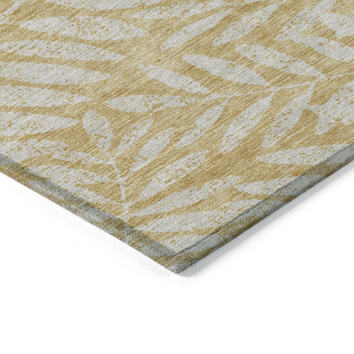 Tabselect Home Line 8' X 10' Gold And Gray Floral Washable Indoor Outdoor Area Rug