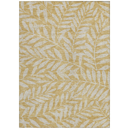 Tabselect Home Line 8' X 10' Gold And Gray Floral Washable Indoor Outdoor Area Rug