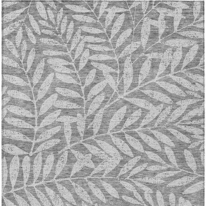 Tabselect Home Line 5' X 8' Gray And Light Gray Floral Washable Indoor Outdoor Area Rug