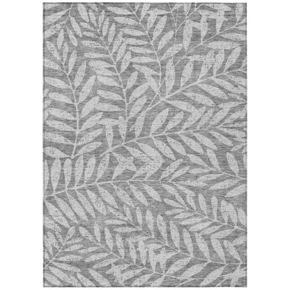Tabselect Home Line 5' X 8' Gray And Light Gray Floral Washable Indoor Outdoor Area Rug