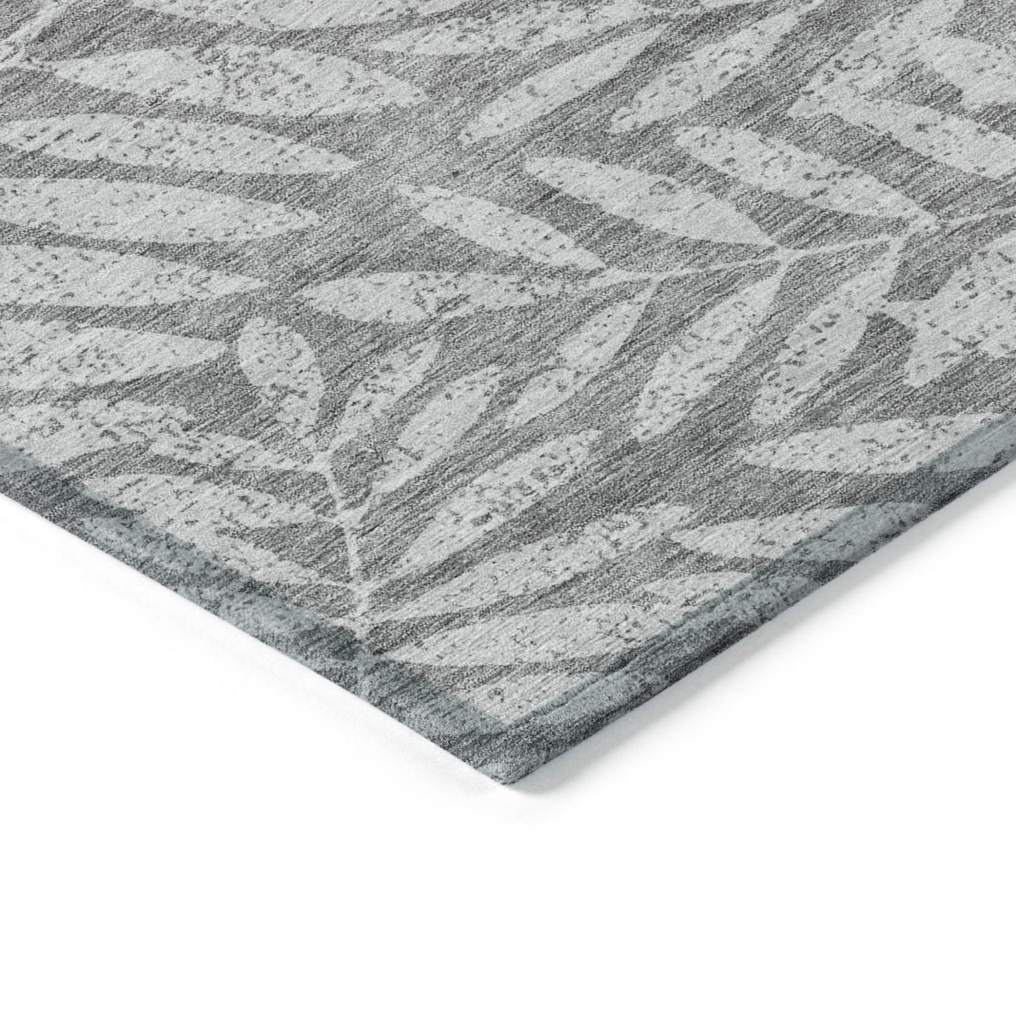 Tabselect Home Line 5' X 8' Gray And Light Gray Floral Washable Indoor Outdoor Area Rug