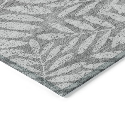 Tabselect Home Line 5' X 8' Gray And Light Gray Floral Washable Indoor Outdoor Area Rug
