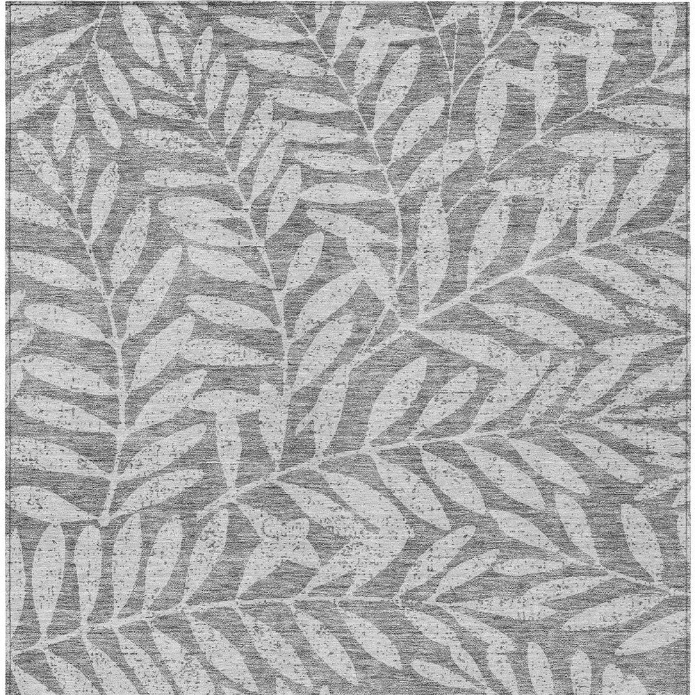 Tabselect Home Line 8' X 10' Gray And Light Gray Floral Washable Indoor Outdoor Area Rug