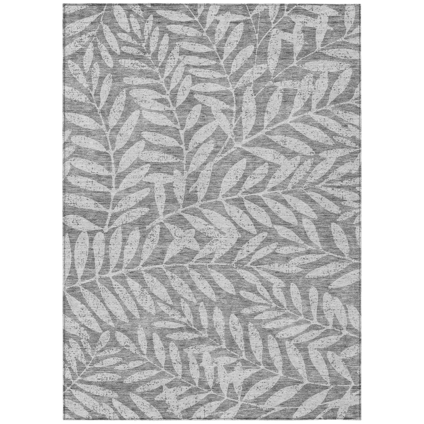 Tabselect Home Line 8' X 10' Gray And Light Gray Floral Washable Indoor Outdoor Area Rug