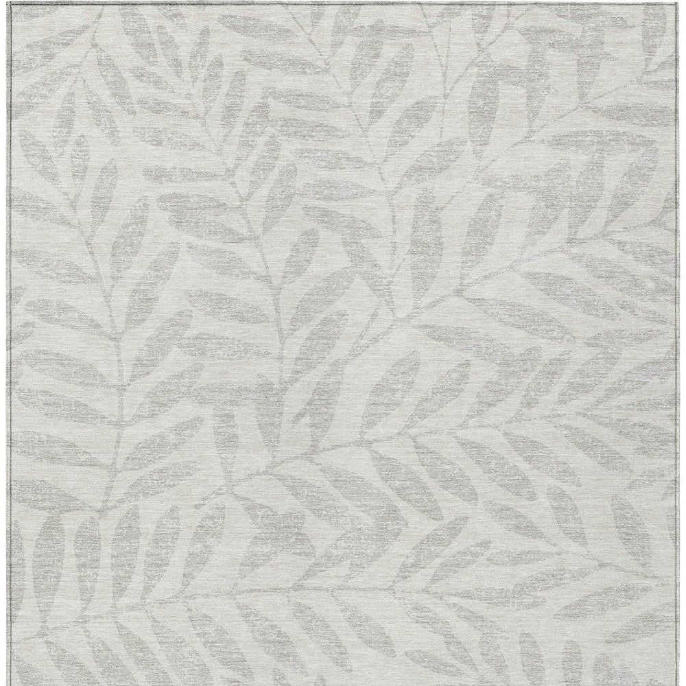 Tabselect Home Line 5' X 8' Ivory And Gray Floral Washable Indoor Outdoor Area Rug
