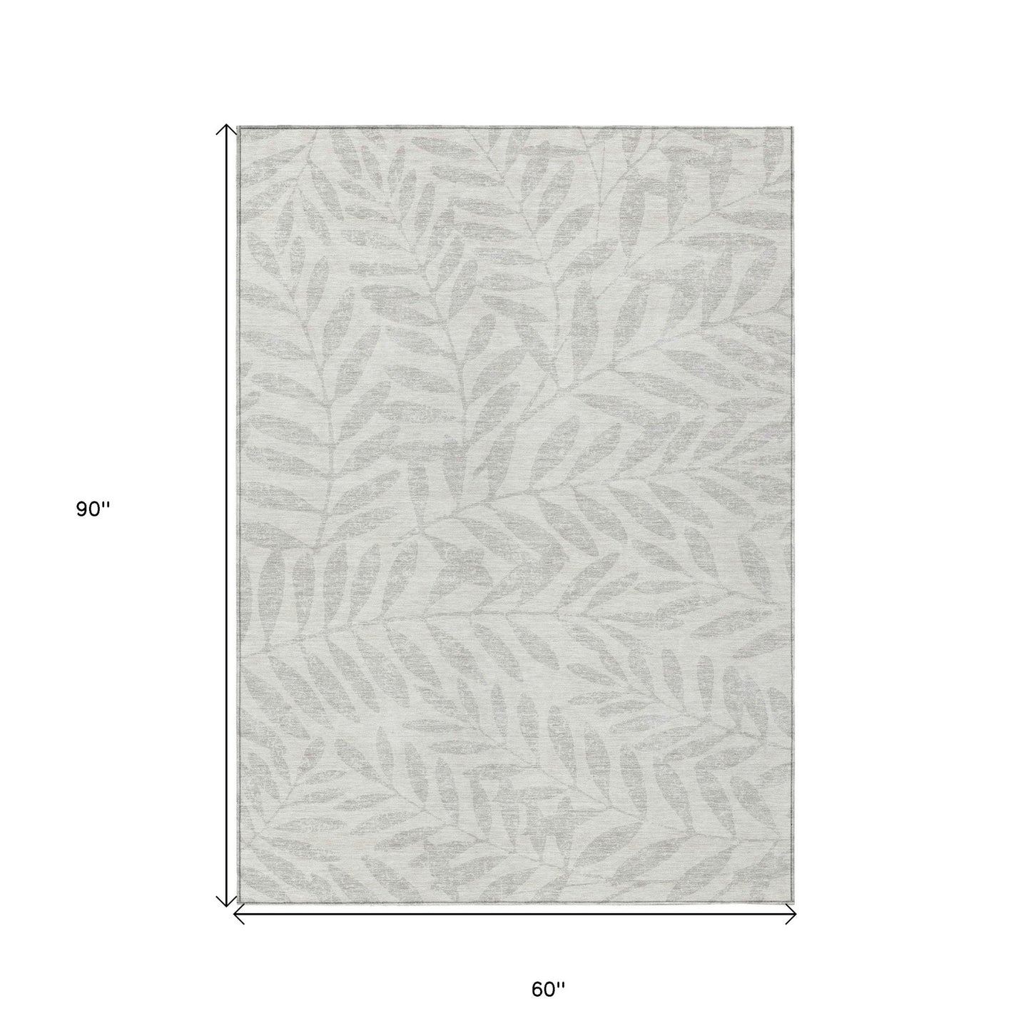 Tabselect Home Line 5' X 8' Ivory And Gray Floral Washable Indoor Outdoor Area Rug