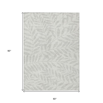 Tabselect Home Line 5' X 8' Ivory And Gray Floral Washable Indoor Outdoor Area Rug