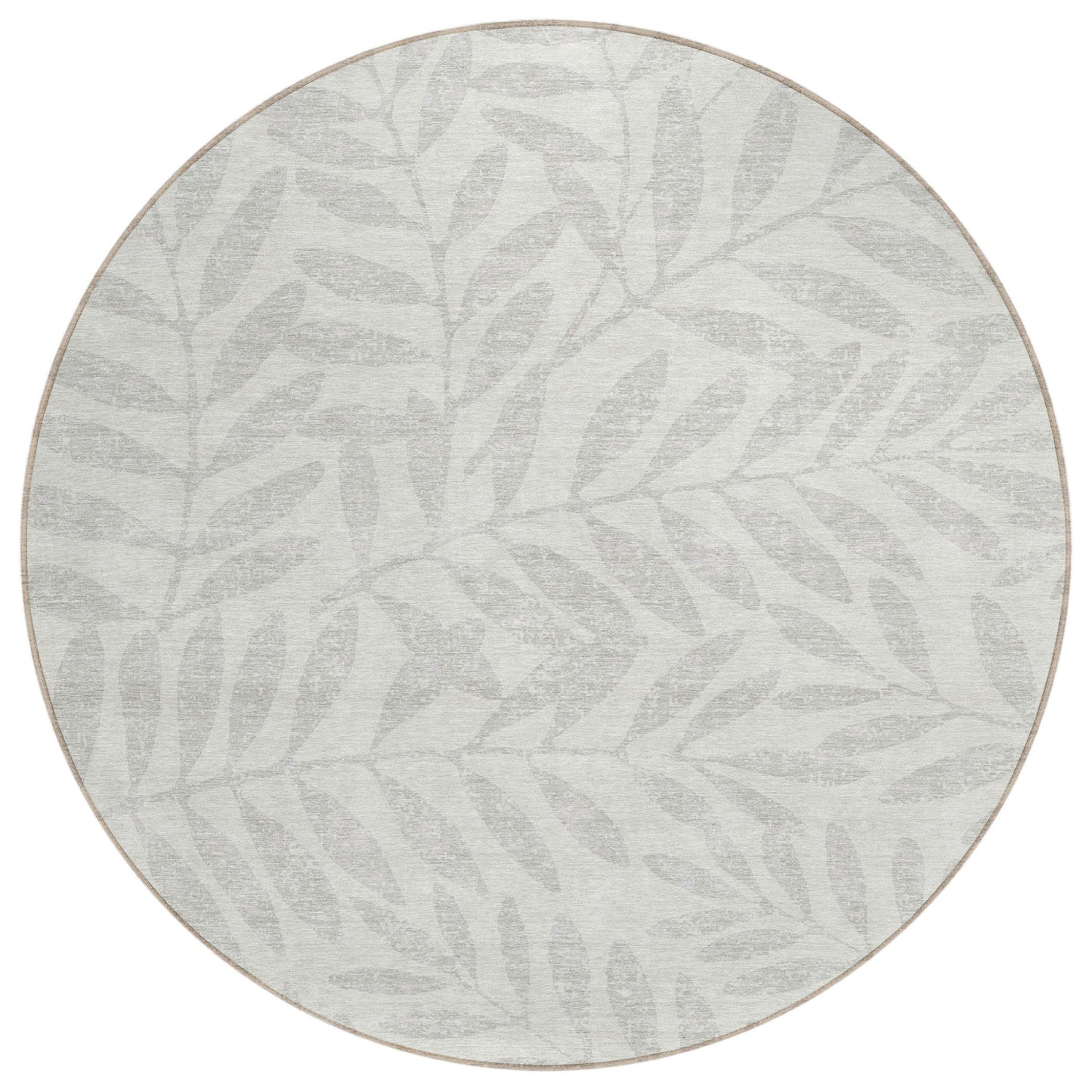Tabselect Home Line 8' Ivory And Gray Round Floral Washable Indoor Outdoor Area Rug