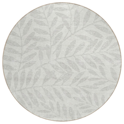 Tabselect Home Line 8' Ivory And Gray Round Floral Washable Indoor Outdoor Area Rug