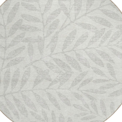 Tabselect Home Line 8' Ivory And Gray Round Floral Washable Indoor Outdoor Area Rug