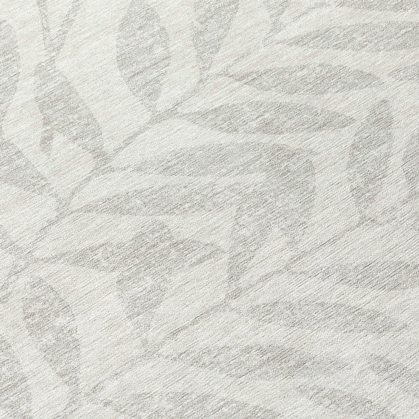 Tabselect Home Line 8' Ivory And Gray Round Floral Washable Indoor Outdoor Area Rug