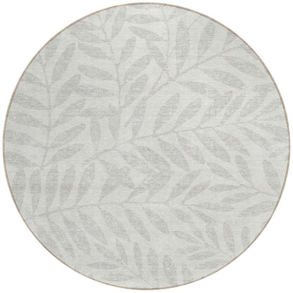 Tabselect Home Line 8' Ivory And Gray Round Floral Washable Indoor Outdoor Area Rug