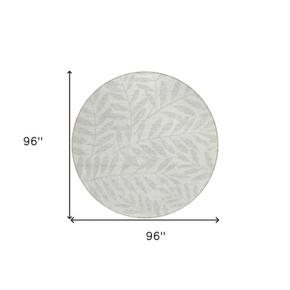 Tabselect Home Line 8' Ivory And Gray Round Floral Washable Indoor Outdoor Area Rug