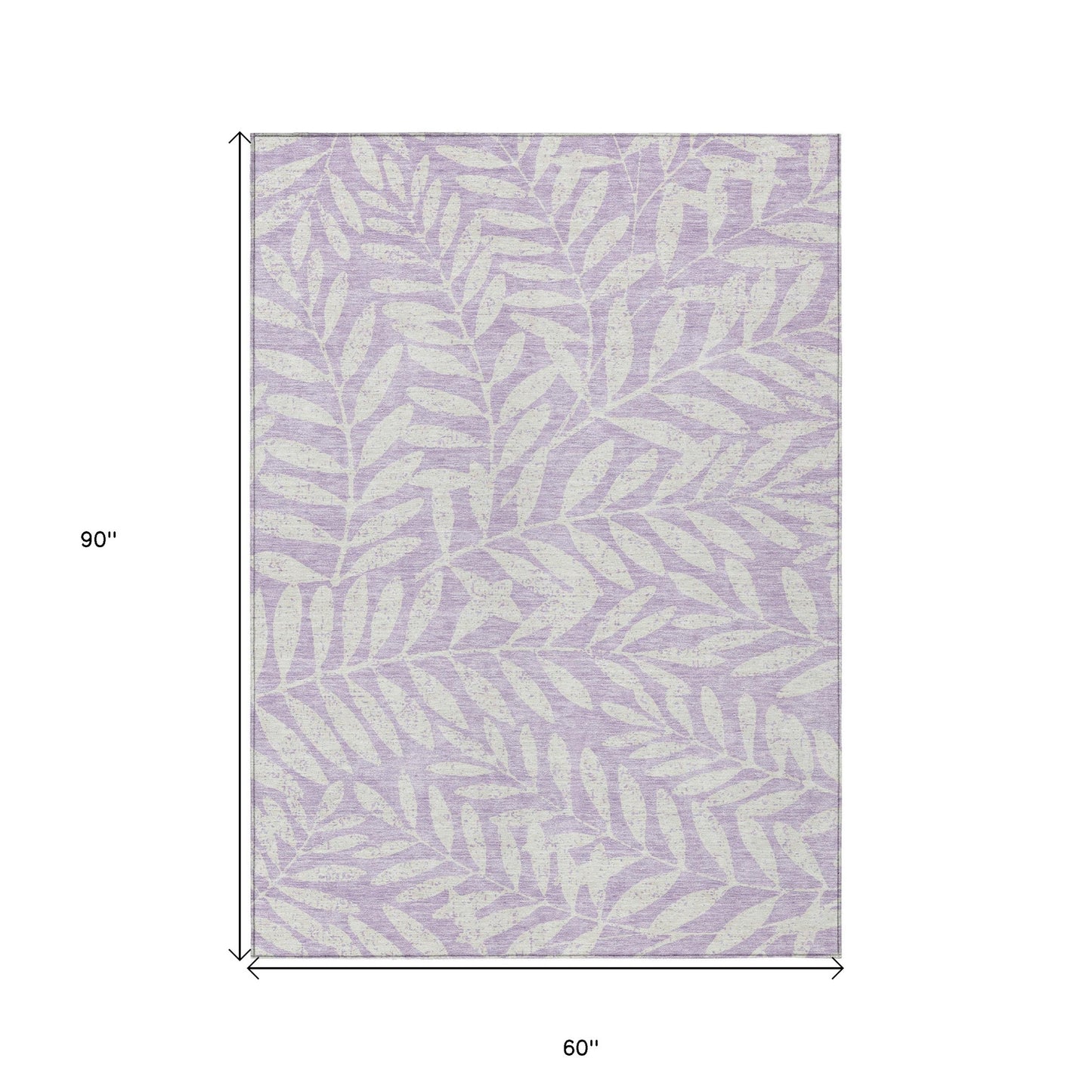 Tabselect Home Line 5' X 8' Lavender And Ivory Floral Washable Indoor Outdoor Area Rug