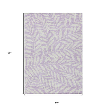 Tabselect Home Line 5' X 8' Lavender And Ivory Floral Washable Indoor Outdoor Area Rug