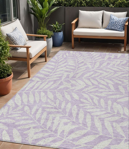 Tabselect Home Line 5' X 8' Lavender And Ivory Floral Washable Indoor Outdoor Area Rug