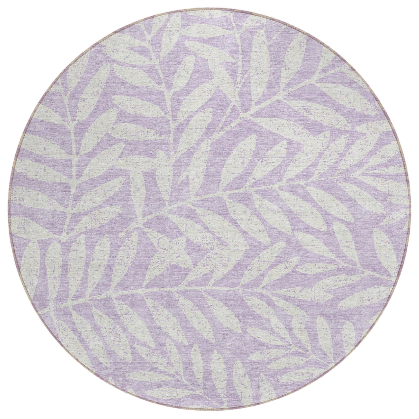 Tabselect Home Line 8' Lavender And Ivory Round Floral Washable Indoor Outdoor Area Rug