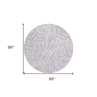 Tabselect Home Line 8' Lavender And Ivory Round Floral Washable Indoor Outdoor Area Rug