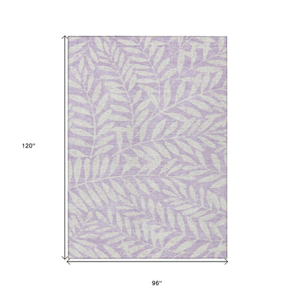 Tabselect Home Line 8' X 10' Lavender And Ivory Floral Washable Indoor Outdoor Area Rug