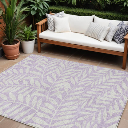 Tabselect Home Line 8' X 10' Lavender And Ivory Floral Washable Indoor Outdoor Area Rug