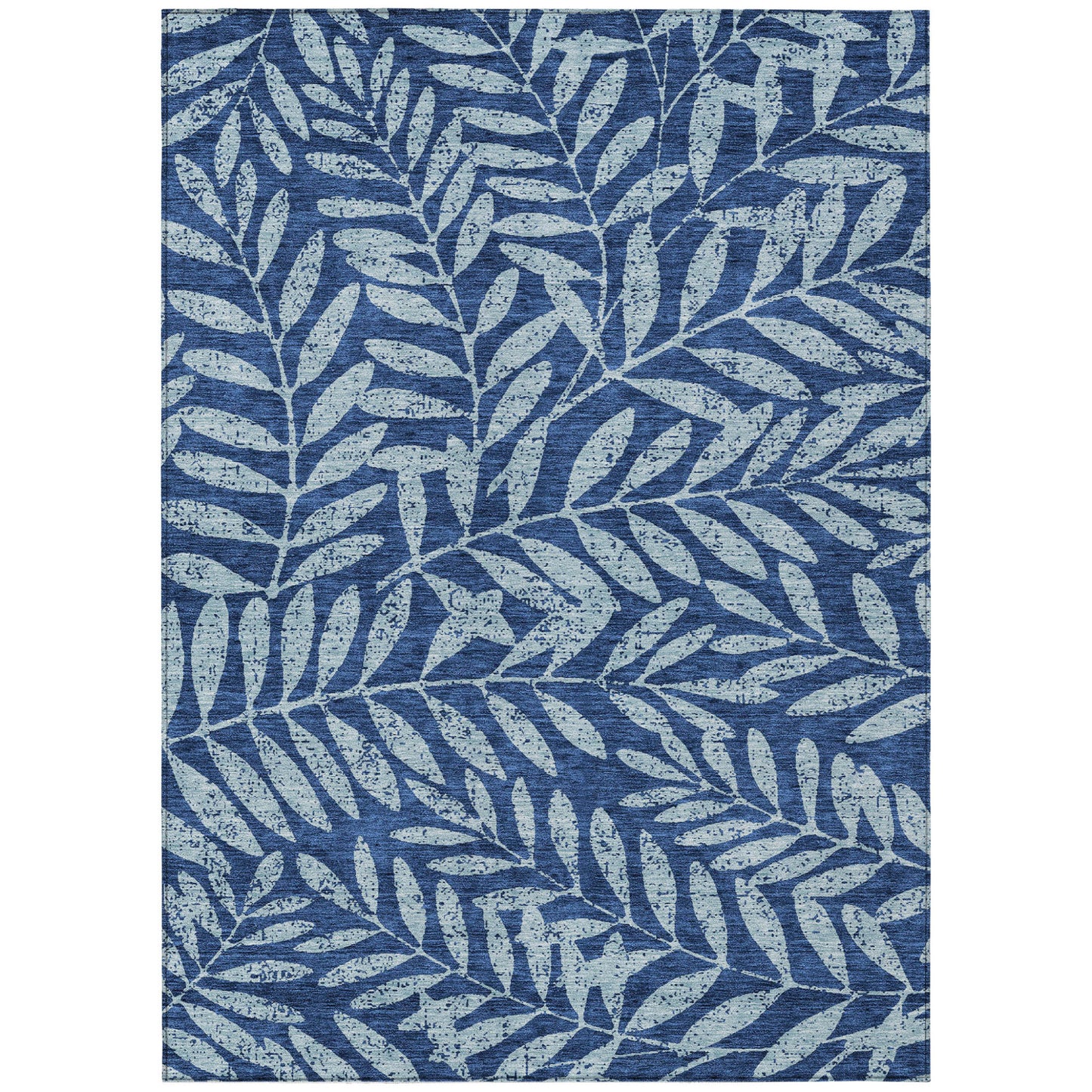 Tabselect Home Line 5' X 8' Navy Blue And Light Blue Floral Washable Indoor Outdoor Area Rug