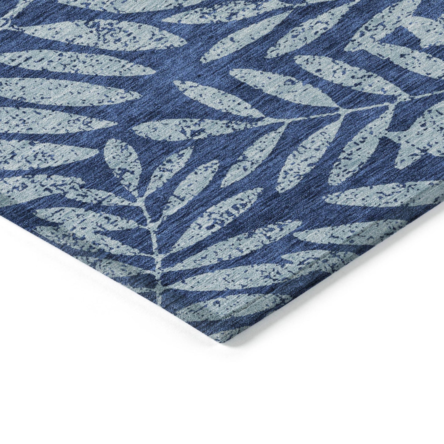 Tabselect Home Line 5' X 8' Navy Blue And Light Blue Floral Washable Indoor Outdoor Area Rug