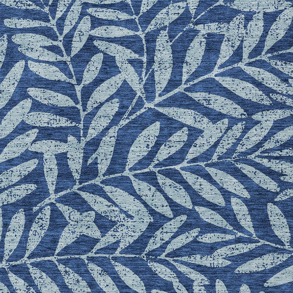 Tabselect Home Line 5' X 8' Navy Blue And Light Blue Floral Washable Indoor Outdoor Area Rug