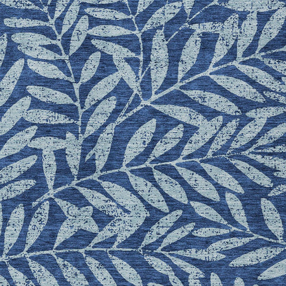 Tabselect Home Line 5' X 8' Navy Blue And Light Blue Floral Washable Indoor Outdoor Area Rug