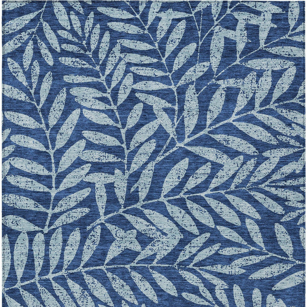 Tabselect Home Line 8' X 10' Navy Blue And Light Blue Floral Washable Indoor Outdoor Area Rug