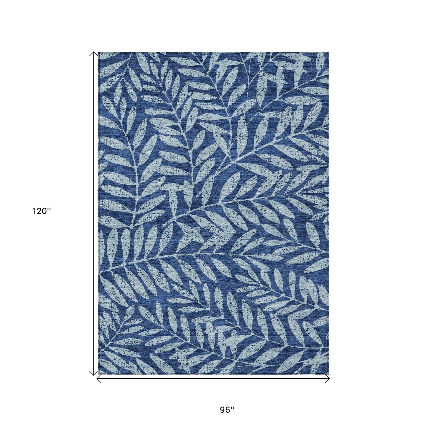 Tabselect Home Line 8' X 10' Navy Blue And Light Blue Floral Washable Indoor Outdoor Area Rug