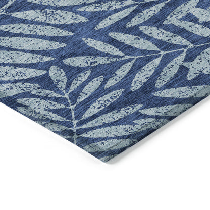 Tabselect Home Line 8' X 10' Navy Blue And Light Blue Floral Washable Indoor Outdoor Area Rug